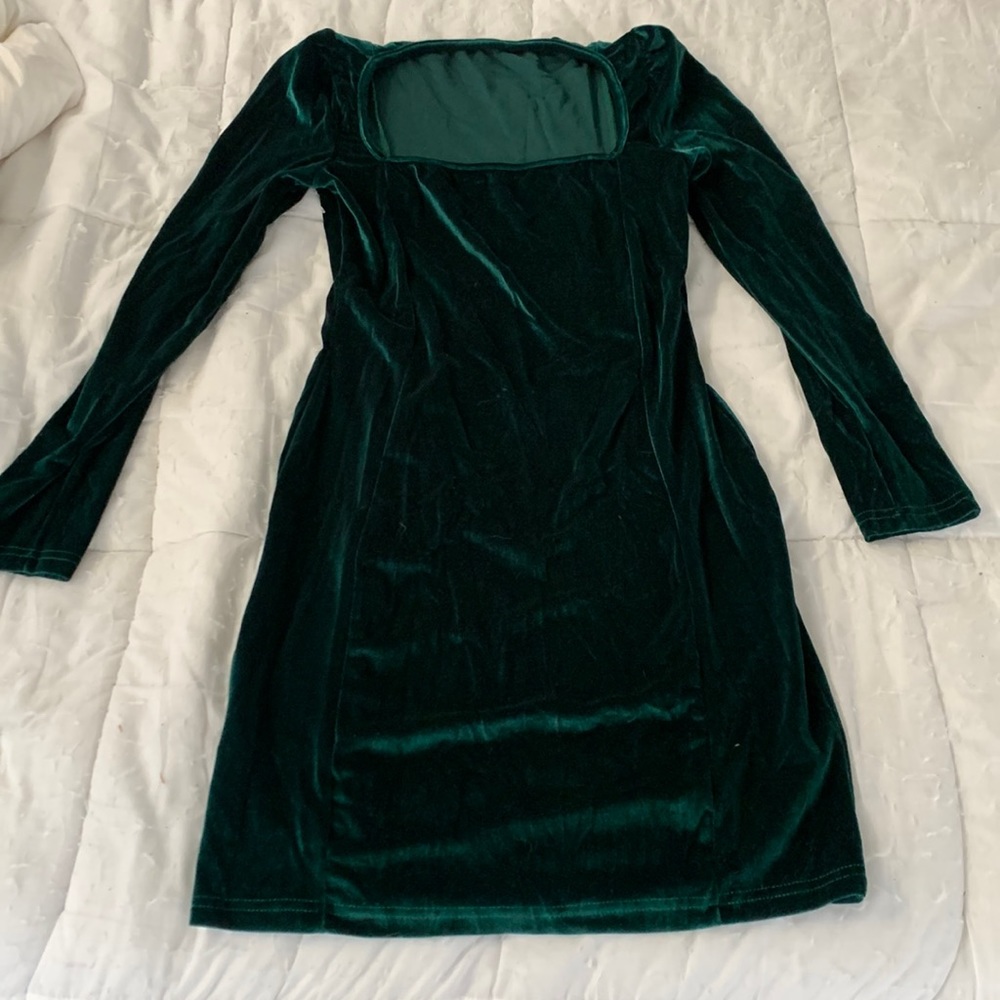 Green velvet dress